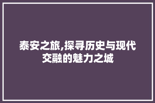 泰安之旅,探寻历史与现代交融的魅力之城