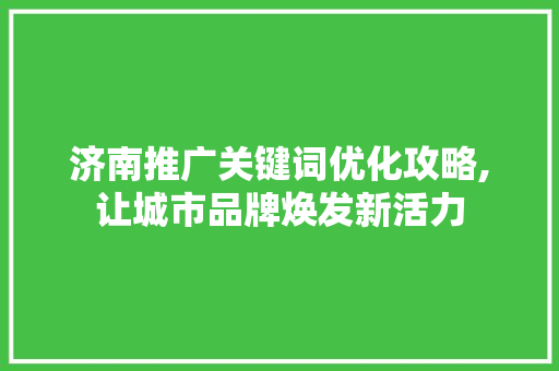 济南推广关键词优化攻略,让城市品牌焕发新活力