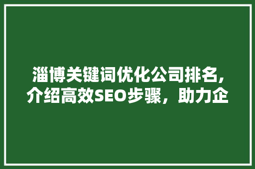 淄博关键词优化公司排名,介绍高效SEO步骤，助力企业腾飞