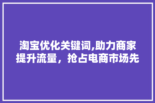 淘宝优化关键词,助力商家提升流量，抢占电商市场先机