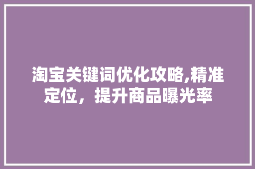 淘宝关键词优化攻略,精准定位，提升商品曝光率
