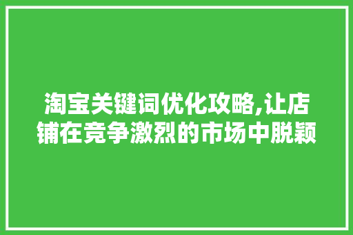 淘宝关键词优化攻略,让店铺在竞争激烈的市场中脱颖而出