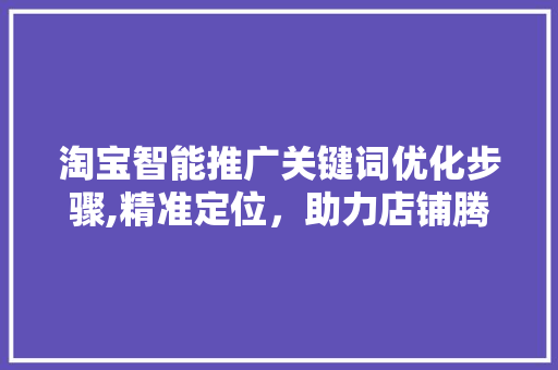 淘宝智能推广关键词优化步骤,精准定位，助力店铺腾飞