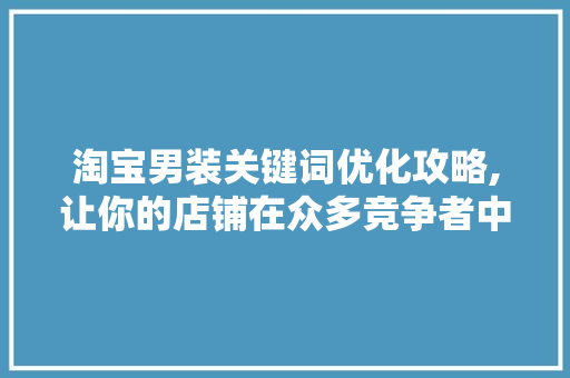 淘宝男装关键词优化攻略,让你的店铺在众多竞争者中脱颖而出