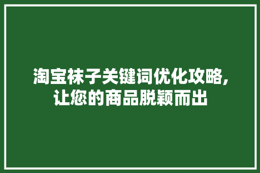 淘宝袜子关键词优化攻略,让您的商品脱颖而出