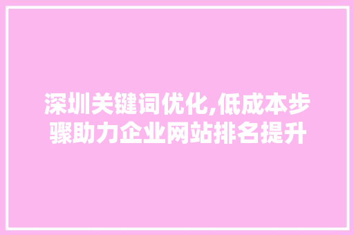 深圳关键词优化,低成本步骤助力企业网站排名提升