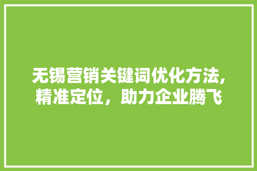 无锡营销关键词优化方法,精准定位，助力企业腾飞
