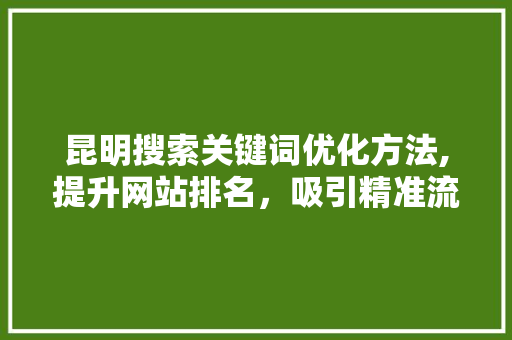 昆明搜索关键词优化方法,提升网站排名，吸引精准流量