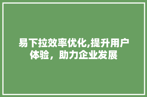 易下拉效率优化,提升用户体验，助力企业发展 MySQL