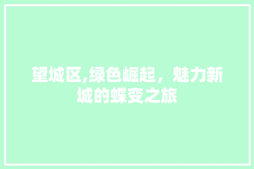 望城区,绿色崛起，魅力新城的蝶变之旅