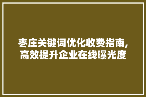 枣庄关键词优化收费指南,高效提升企业在线曝光度