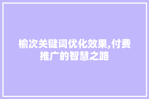 榆次关键词优化效果,付费推广的智慧之路 MySQL