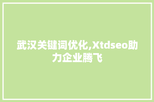 武汉关键词优化,Xtdseo助力企业腾飞