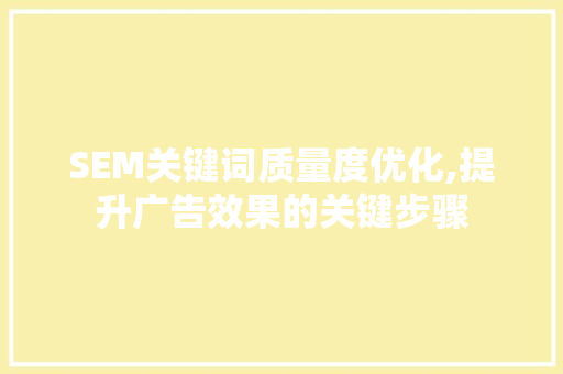 SEM关键词质量度优化,提升广告效果的关键步骤