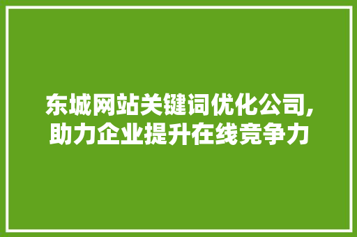 东城网站关键词优化公司,助力企业提升在线竞争力 前端技术