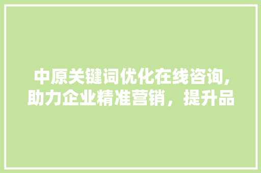 中原关键词优化在线咨询,助力企业精准营销，提升品牌影响力