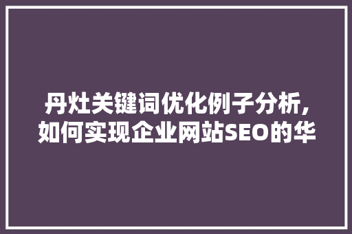丹灶关键词优化例子分析,如何实现企业网站SEO的华丽蜕变 项目报告