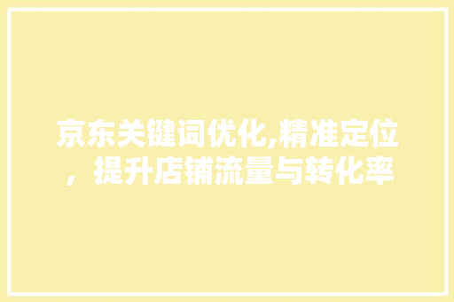 京东关键词优化,精准定位，提升店铺流量与转化率