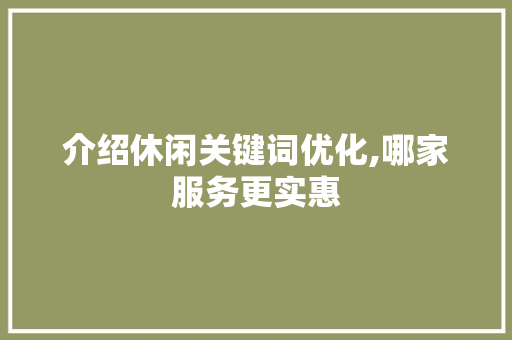 介绍休闲关键词优化,哪家服务更实惠