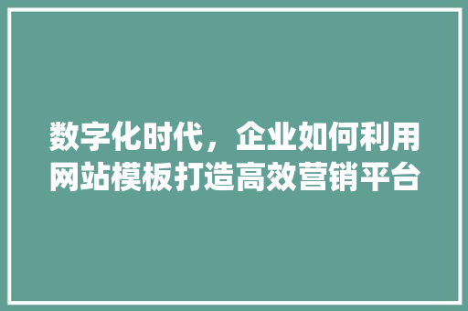 数字化时代，企业如何利用网站模板打造高效营销平台_以XX网站设计模板为例 前端技术