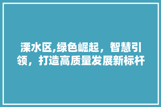 溧水区,绿色崛起，智慧引领，打造高质量发展新标杆