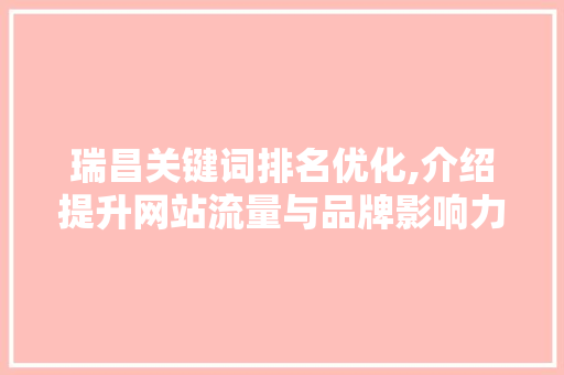 瑞昌关键词排名优化,介绍提升网站流量与品牌影响力的方法