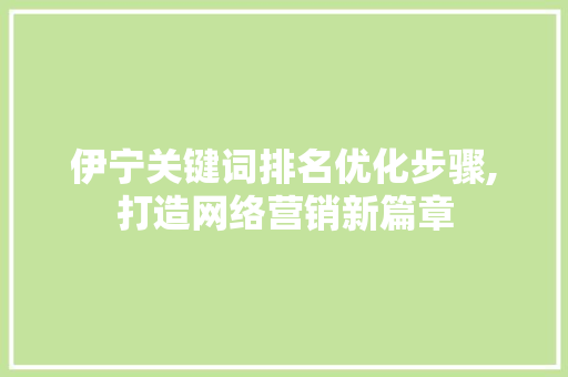 伊宁关键词排名优化步骤,打造网络营销新篇章
