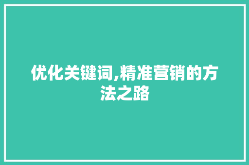 优化关键词,精准营销的方法之路