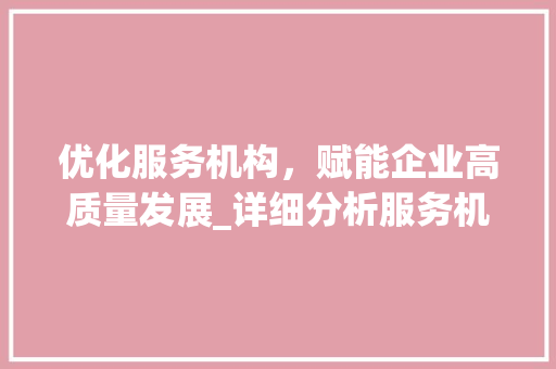 优化服务机构，赋能企业高质量发展_详细分析服务机构关键词优化步骤