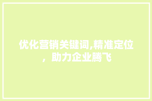 优化营销关键词,精准定位，助力企业腾飞