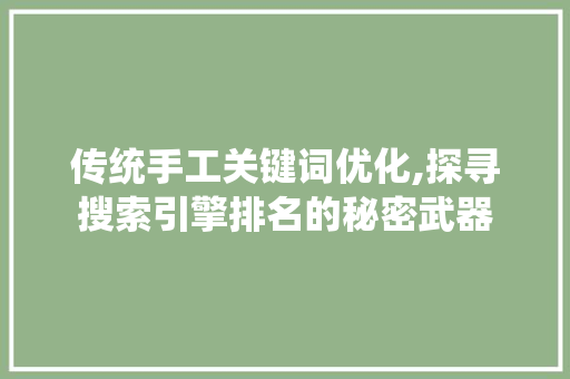 传统手工关键词优化,探寻搜索引擎排名的秘密武器