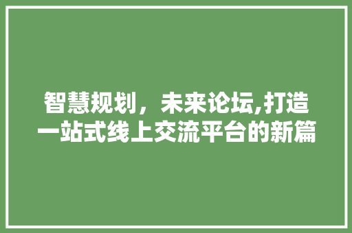 智慧规划，未来论坛,打造一站式线上交流平台的新篇章 网站建设