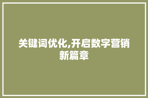 关键词优化,开启数字营销新篇章
