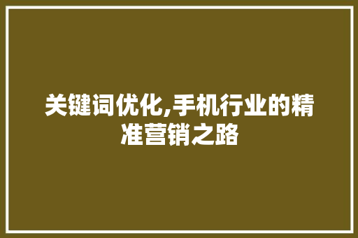 关键词优化,手机行业的精准营销之路