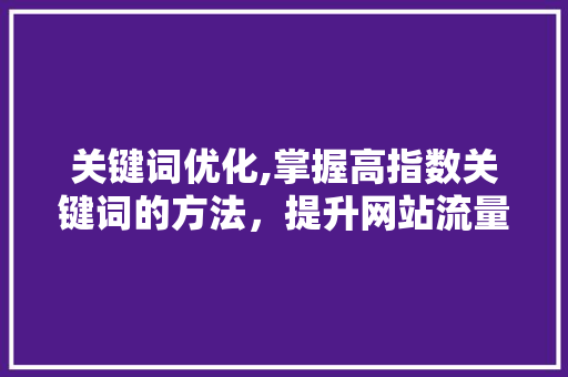 关键词优化,掌握高指数关键词的方法，提升网站流量与搜索引擎排名