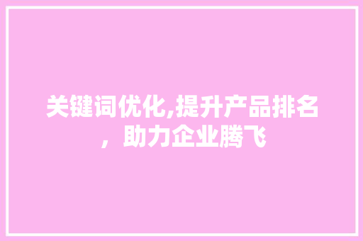 关键词优化,提升产品排名，助力企业腾飞
