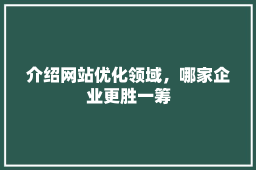介绍网站优化领域，哪家企业更胜一筹 商务信函