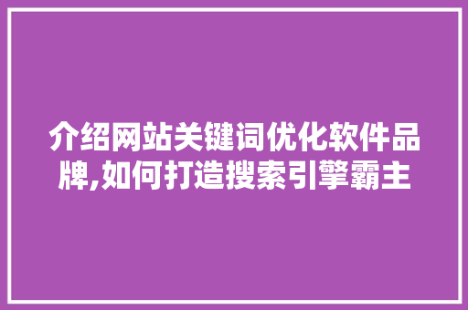 介绍网站关键词优化软件品牌,如何打造搜索引擎霸主