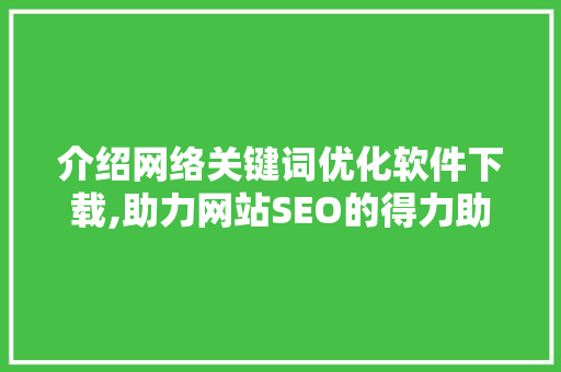 介绍网络关键词优化软件下载,助力网站SEO的得力助手 项目报告