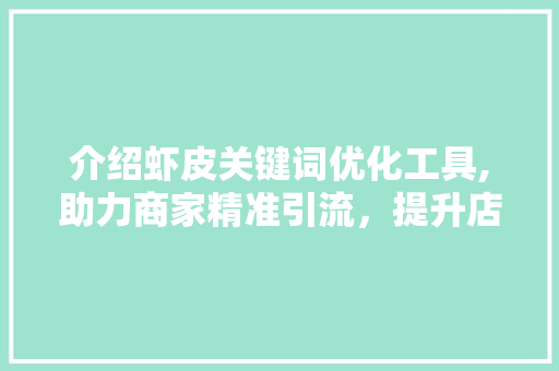 介绍虾皮关键词优化工具,助力商家精准引流，提升店铺销量