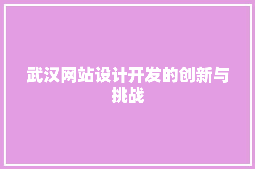 武汉网站设计开发的创新与挑战 市场营销范文