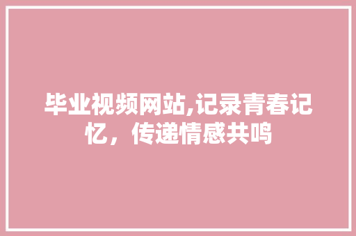毕业视频网站,记录青春记忆，传递情感共鸣