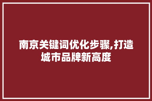南京关键词优化步骤,打造城市品牌新高度