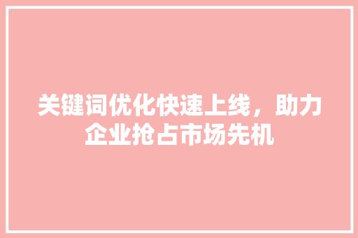 关键词优化快速上线，助力企业抢占市场先机