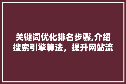 关键词优化排名步骤,介绍搜索引擎算法，提升网站流量与转化率