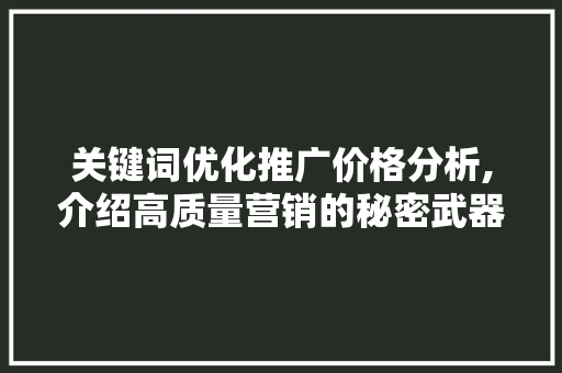 关键词优化推广价格分析,介绍高质量营销的秘密武器