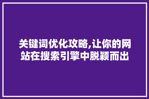 关键词优化攻略,让你的网站在搜索引擎中脱颖而出