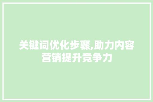 关键词优化步骤,助力内容营销提升竞争力