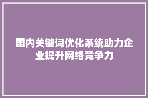 国内关键词优化系统助力企业提升网络竞争力 响应式设计