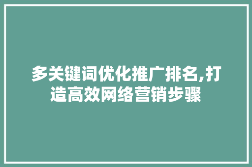 多关键词优化推广排名,打造高效网络营销步骤